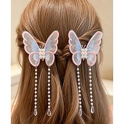 Pine Kids Butterfly Pearl Baby Hair Clip - Pink