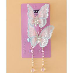 Pine Kids Butterfly Pearl Baby Hair Clip - Light Green - Blue