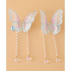 Pine Kids Butterfly Pearl Baby Hair Clip - Light Green - Blue