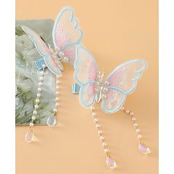 Pine Kids Butterfly Pearl Baby Hair Clip - Light Green - Blue
