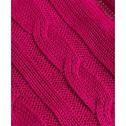 Pine Kids Knitted Full Raglan Sleeves Front Open Sweater  with Cable Knit Design - Dark Pink