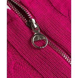 Pine Kids Knitted Full Raglan Sleeves Front Open Sweater  with Cable Knit Design - Dark Pink