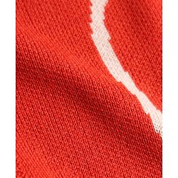 Pine Kids Knit Full Sleeves Front Open Sweater With Heart Design - Red