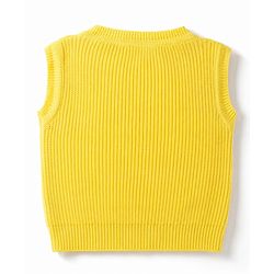 Pine Kids Knit Front Open Full Sleeves Cable Knit Design Sweaters With Sleeveless Inner - Orange & Yellow
