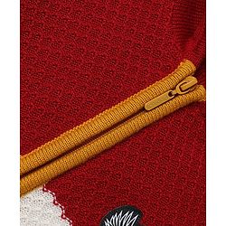 Pine Kids Knit Striped Full Sleeves Front Open Hooded Sweaters With Patch - Red