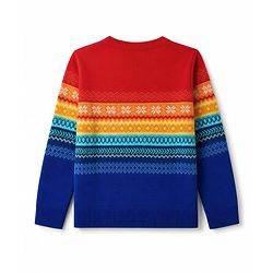 Pine Kids Knit Full Sleeves Pullovers With Floral Design - Red