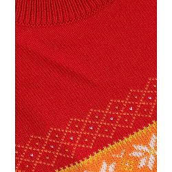 Pine Kids Knit Full Sleeves Pullovers With Floral Design - Red