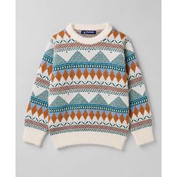 Pine Kids Knit Full Sleeves Triangular Designed Pullover Sweater - Light Blue