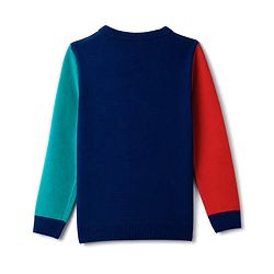 Pine Kids Knit Full Sleeves Pullover with Abstract Landscape Design - Rust Orange