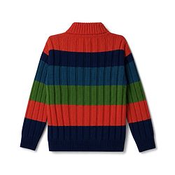 Pine Kids Knit Striped Full Sleeves Pullovers - Black