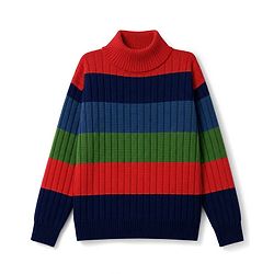 Pine Kids Knit Striped Full Sleeves Pullovers - Black