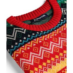 Pine Kids Knit Full Sleeves Pullovers with Floral Design -  Green Red & Yellow