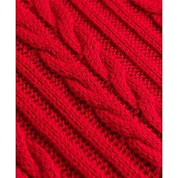 Pine Kids Knitted Full  Sleeves Pullover with Cable Knit Design - Red