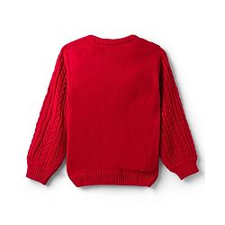Pine Kids Knitted Full  Sleeves Pullover with Cable Knit Design - Red
