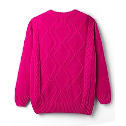 Pine Kids Knitted Full Sleeves Sweater Set with Cable Knit Design - Dark Pink
