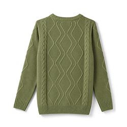 Pine Kids Knit Full Sleeves  Sweater Set With Cable Knit Design - Green