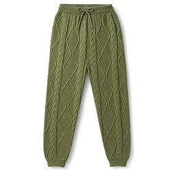 Pine Kids Knit Full Sleeves  Sweater Set With Cable Knit Design - Green