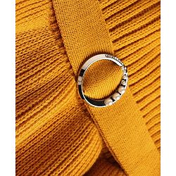 Pine Kids Knit Full Sleeves Solid Colour Sweater Dress with Belt & Cable Knit Design - Mustard