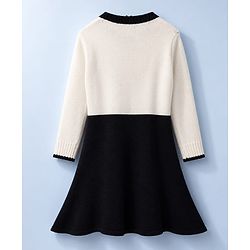 Pine Kids Knit Full Sleeves Solid Woollen Dress - Black