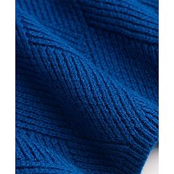 Pine Kids Knitted Full Sleeves Woolen Dress with Abstract Design - Navy Blue