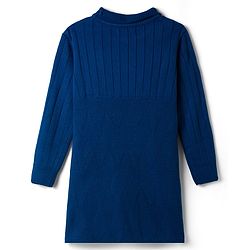 Pine Kids Knitted Full Sleeves Woolen Dress with Abstract Design - Navy Blue