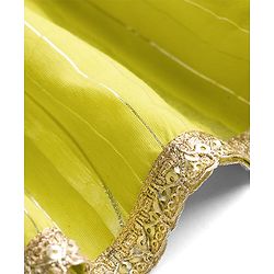 Pine Kids 100% Cotton Woven Full Sleeves Kurta Sharara Set With Dupatta & Lace Detailing  - Light Green