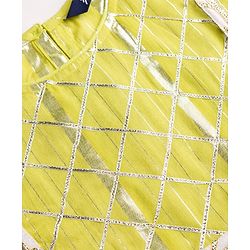 Pine Kids 100% Cotton Woven Full Sleeves Kurta Sharara Set With Dupatta & Lace Detailing  - Light Green