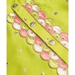 Pine Kids Woven Full Sleeves Sequinned Kurta & Pyjama Set - Lime Green
