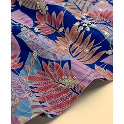 Pine Kids Woven Full Sleeves Kurta Pyjama Set with Floral Print & Sequinned Design - Royal Blue