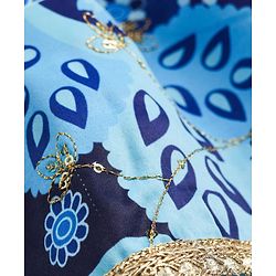 Pine Kids Woven Half Sleeves Floral Printed & Sequinned Embroidered Choli Lahenga Set with Dupatta - Light Blue