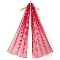 Pine Kids Woven Half Sleeves Floral Embroidered & Printed Lehenga & Choli Set With Dupatta - Rust Orange