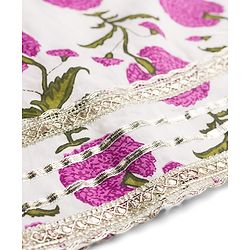 Pine Kids 100% Cotton Woven Sleeveless Floral Printed Choli Lehenga Set With Dupatta - White