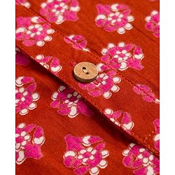 Pine Kids Cotton Woven Full Sleeves Floral Printed Kurta - Maroon