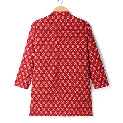 Pine Kids Cotton Woven Full Sleeves Floral Printed Kurta - Maroon