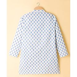 Pine Kids Cotton Woven Full Sleeves Floral Printed Kurta - White