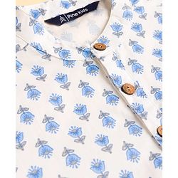 Pine Kids Cotton Woven Full Sleeves Floral Printed Kurta - White