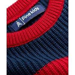 Pine Kids Knit Full Sleeves Striped Pullover Sweater - Navy Blue