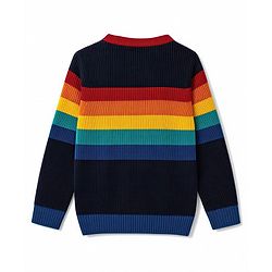 Pine Kids Knit Full Sleeves Striped Pullover Sweater - Navy Blue