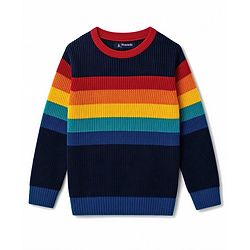 Pine Kids Knit Full Sleeves Striped Pullover Sweater - Navy Blue