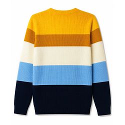 Pine Kids Knit Full Sleeves Colour Block Pullover - Yellow & Navy