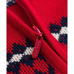 Pine Kids Knit Full Sleeves Pullover Sweater With Design - Navy Blue