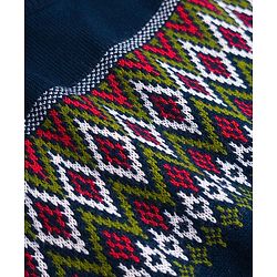 Pine Kids Knit Full Sleeves Pullover Sweater With Embroidery - Navy Blue