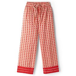 Pine Kids Cotton Woven Half Sleeves Floral Printed Kurti Churidar Set - Red