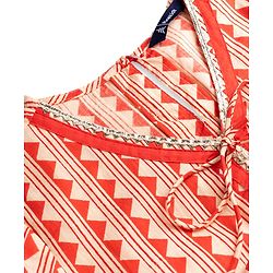 Pine Kids Cotton Woven Half Sleeves Floral Printed Kurti Churidar Set - Red