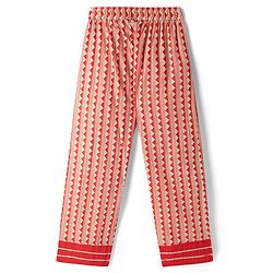 Pine Kids Cotton Woven Half Sleeves Floral Printed Kurti Churidar Set - Red