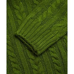 Pine Kids Knit Full Sleeves Pullover Sweater With Cable Knit Design - Green