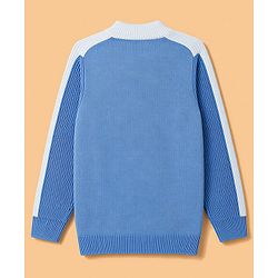 Pine Kids Knit Full Sleeves Solid Pullover Sweater - Light Blue