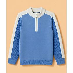 Pine Kids Knit Full Sleeves Solid Pullover Sweater - Light Blue