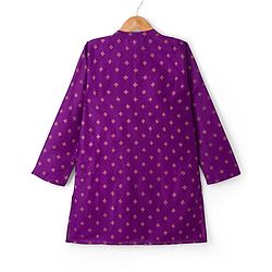 Pine Kids Woven Full Sleeves Floral Foil Printed Kurta & Pyjama Set - Wine