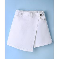 Pine Kids Denim Woven Skort with Knee Length in White